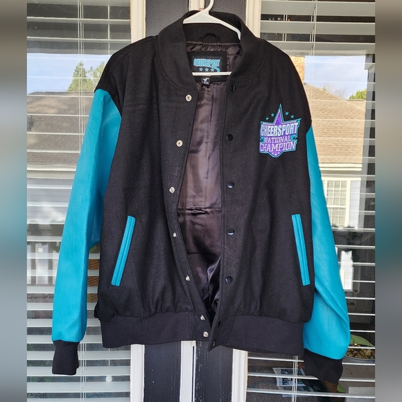 Cheersport National Champion varsity jacket black body and turquoise sleeve XXXL - Picture 6 of 11